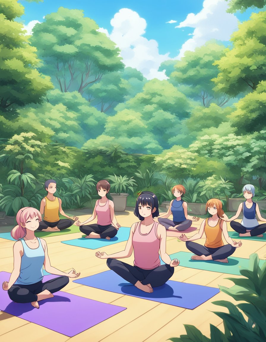 A group of feline fitness gurus lead a yoga class in a serene garden, surrounded by lush greenery and calming music.</p><p>The cats demonstrate various poses with grace and poise, inspiring their followers to find inner peace and balance