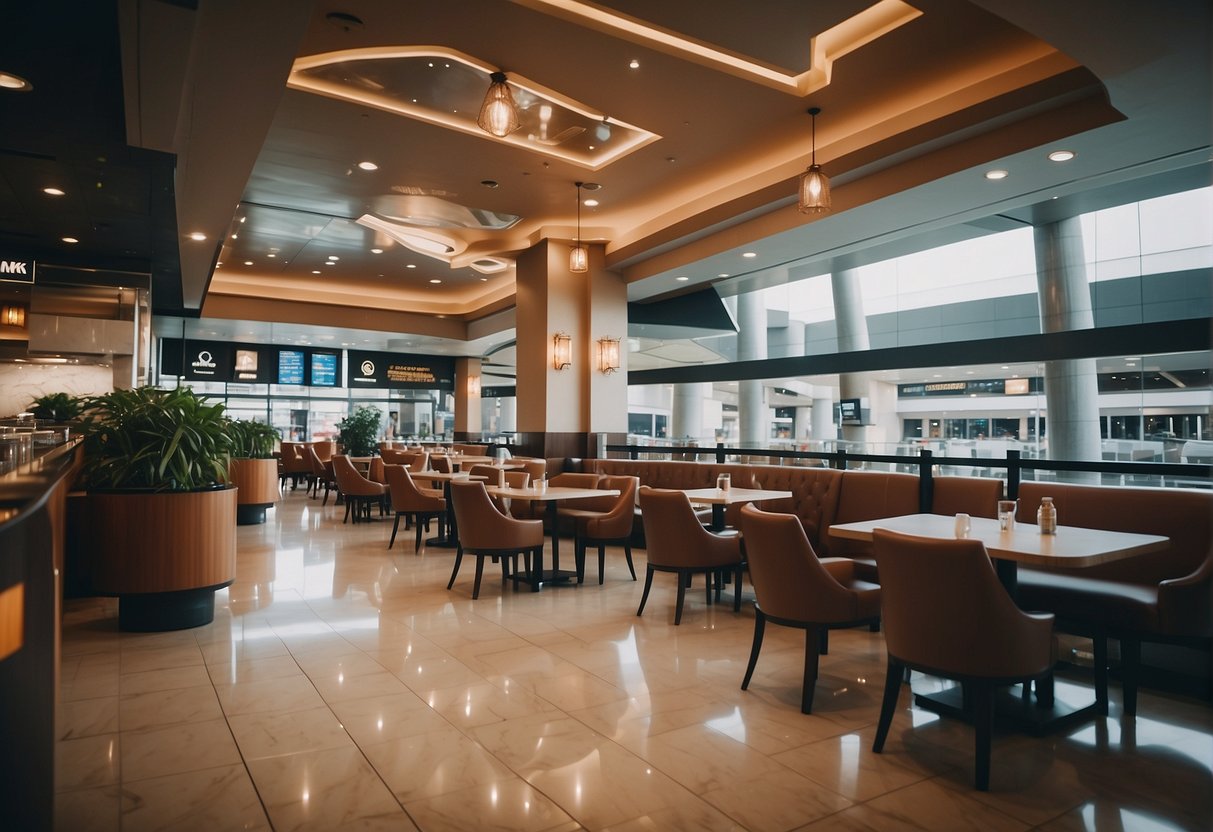 A bustling airport restaurant showcases exclusive 4 fingers promotions in Singapore