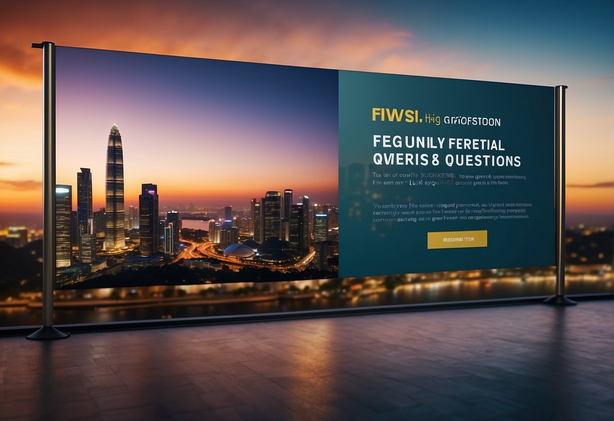 A colorful banner with "Frequently Asked Questions" and "4 Fingers Promotions Singapore" displayed prominently