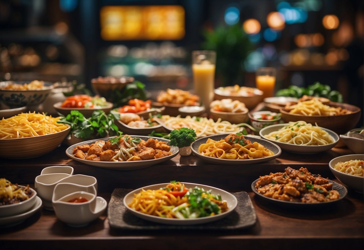 A colorful display of 12 food promotions in Singapore, featuring a variety of cuisines and dishes