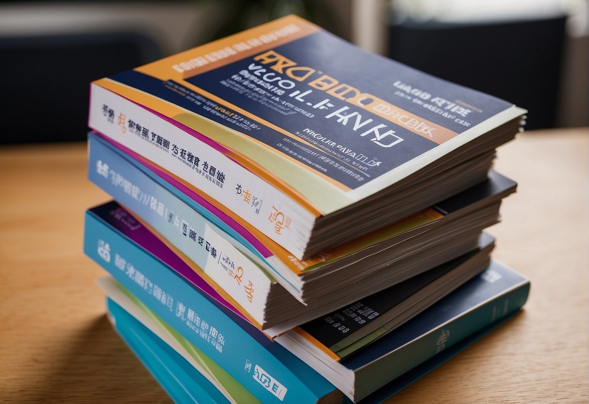 A stack of FAQ brochures next to a promotional banner for fixed deposit offers in Singapore