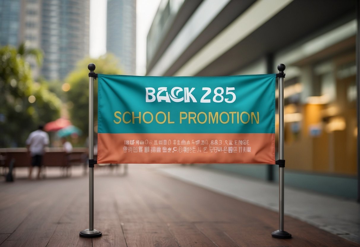 A colorful banner with text "Back to School Promotion" and "Singapore" displayed alongside eligibility and savings details