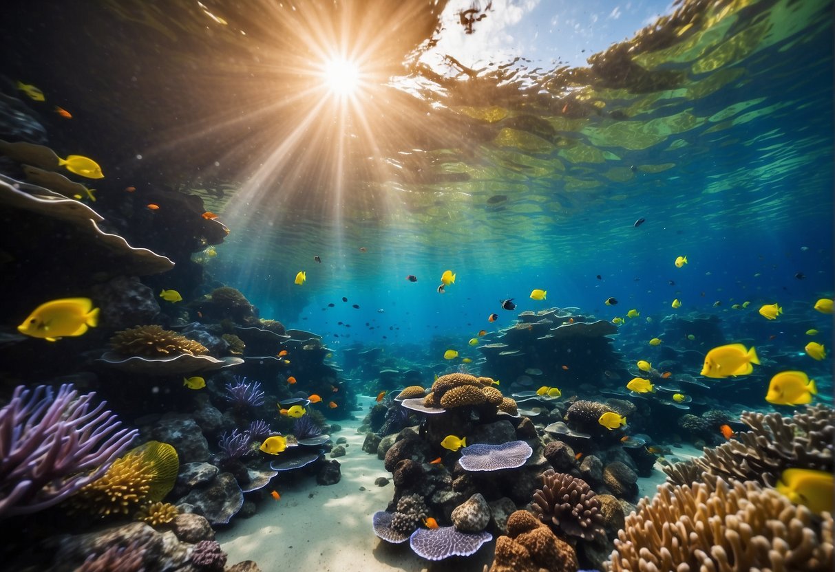 Colorful marine life swims among vibrant coral reefs in the Resorts World Sentosa aquarium, creating an unforgettable underwater paradise