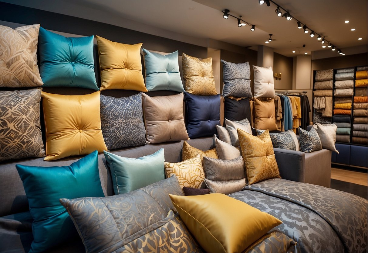Aussino Promotions Singapore: A vibrant display of bedding and home decor products, with colorful patterns and modern designs, surrounded by enthusiastic shoppers