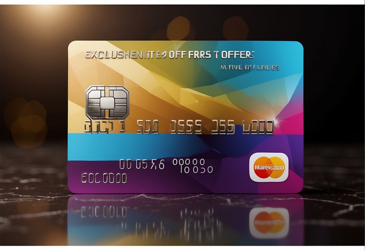 A credit card with "Exclusive Balance Transfer Offers" displayed, surrounded by promotional text and graphics