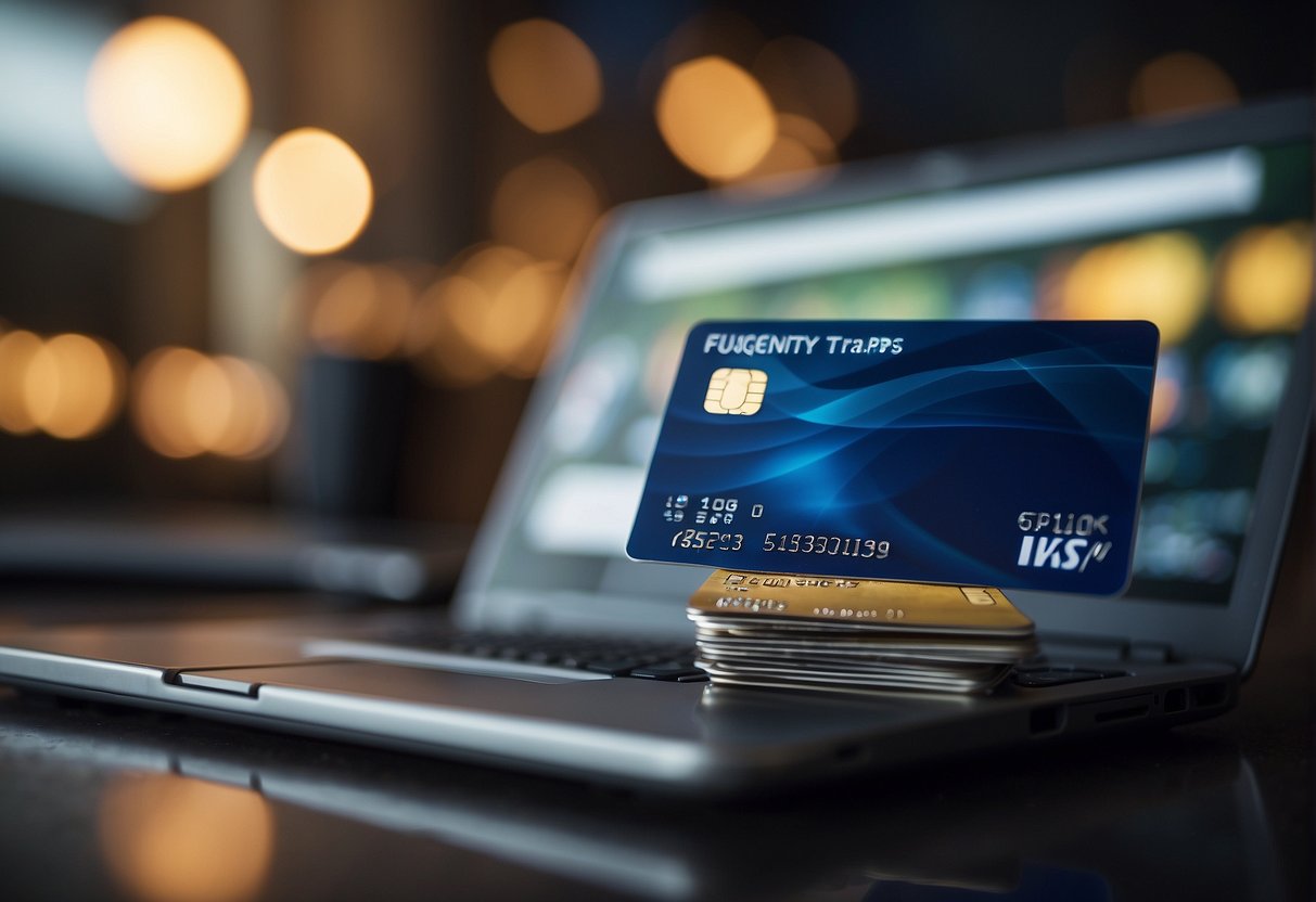 A stack of credit cards with "Frequently Asked Questions" and "balance transfer promotion Singapore" displayed on a computer screen