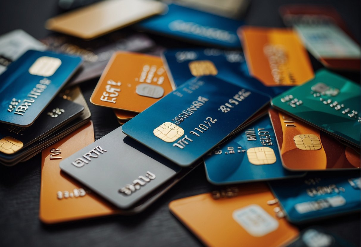 A stack of promotional credit cards with "Frequently Asked Questions" text in Singapore
