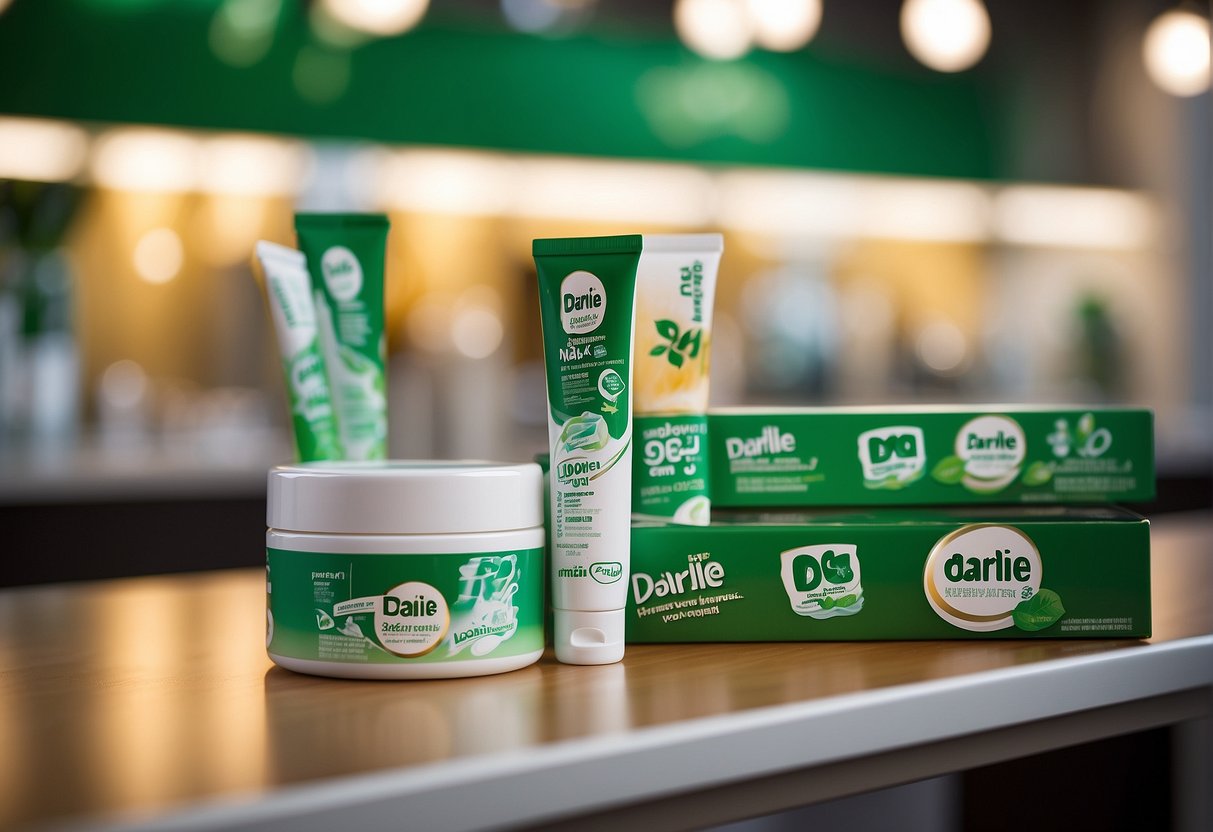 A display of Darlie toothpaste promotions in Singapore, featuring frequently asked questions