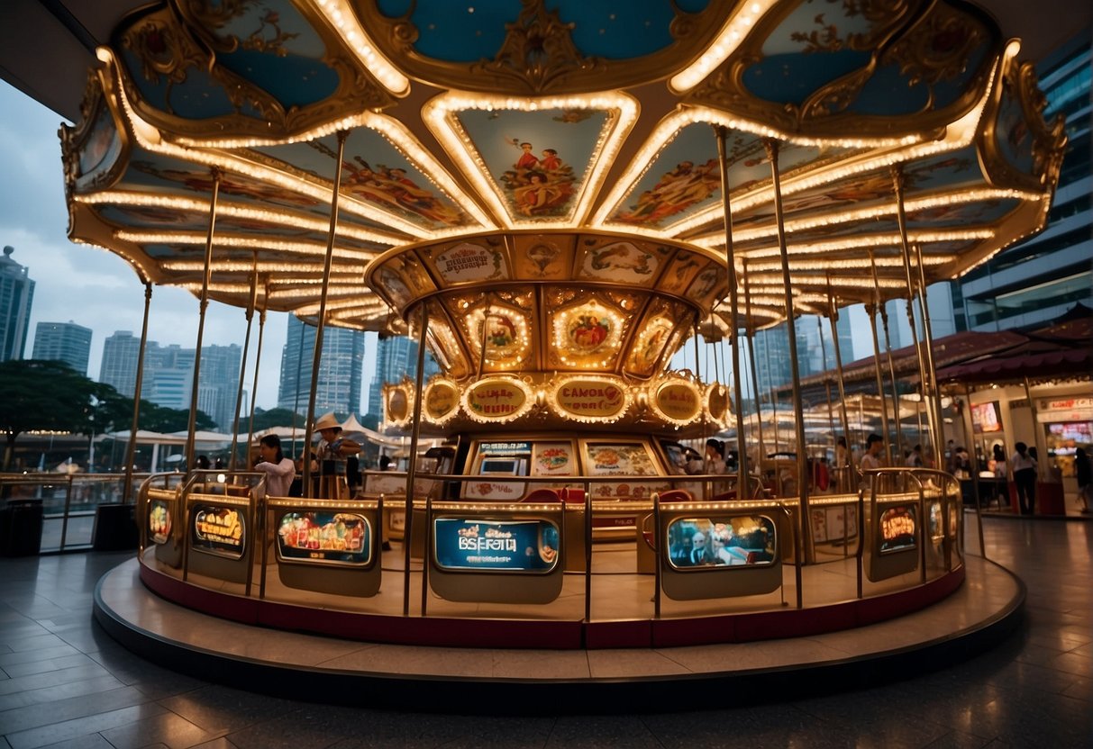 A vibrant carousel featuring top promotions, logos, and catchy slogans for smart shoppers in Singapore