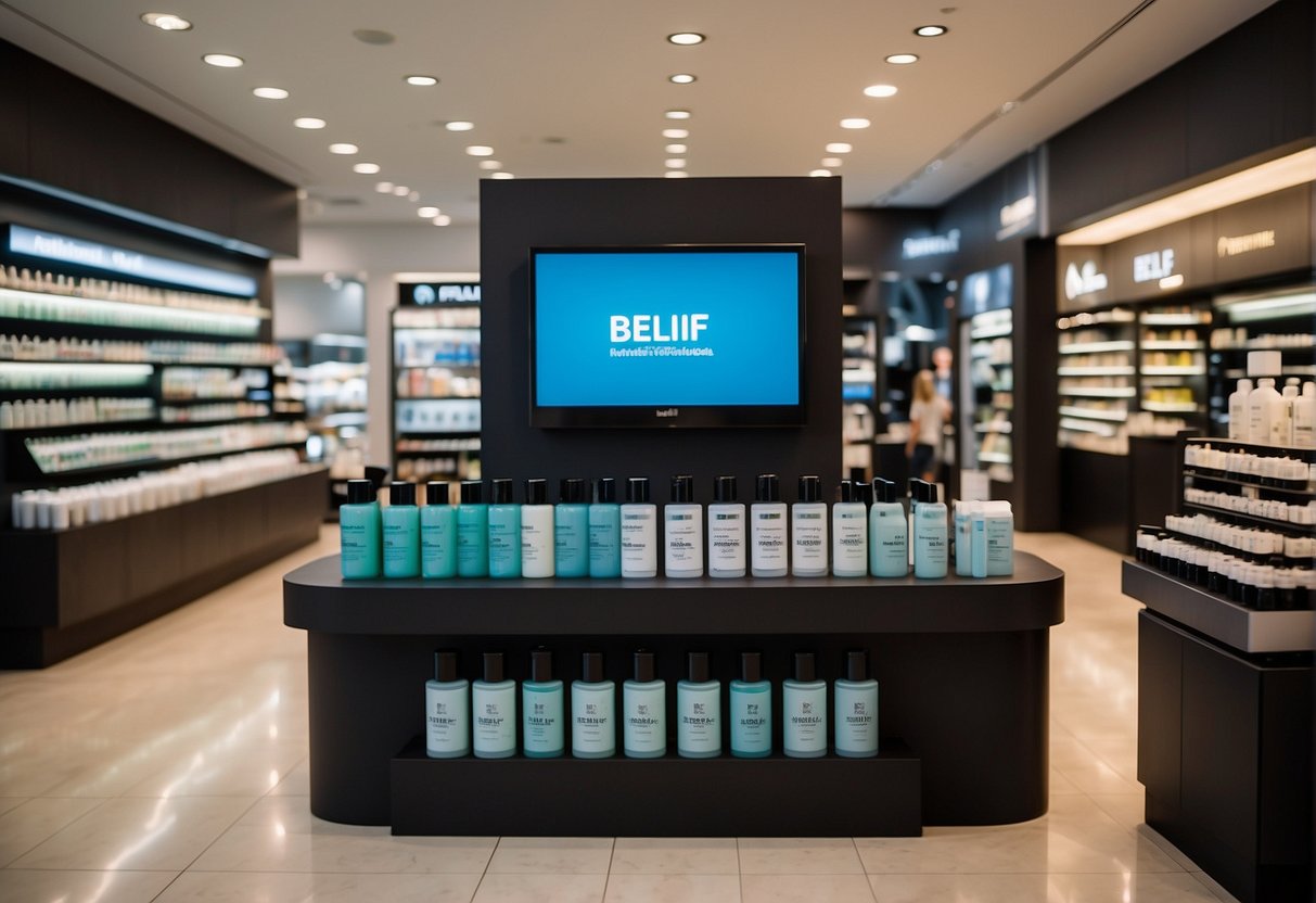 A display of Belif moisturizers with "Exclusive Deals for 2024" signage at a Singapore promotion