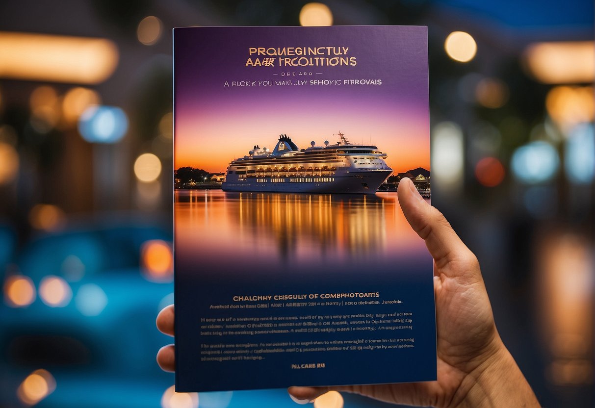 A colorful brochure with "Frequently Asked Questions dream cruise promotions singapore" displayed prominently