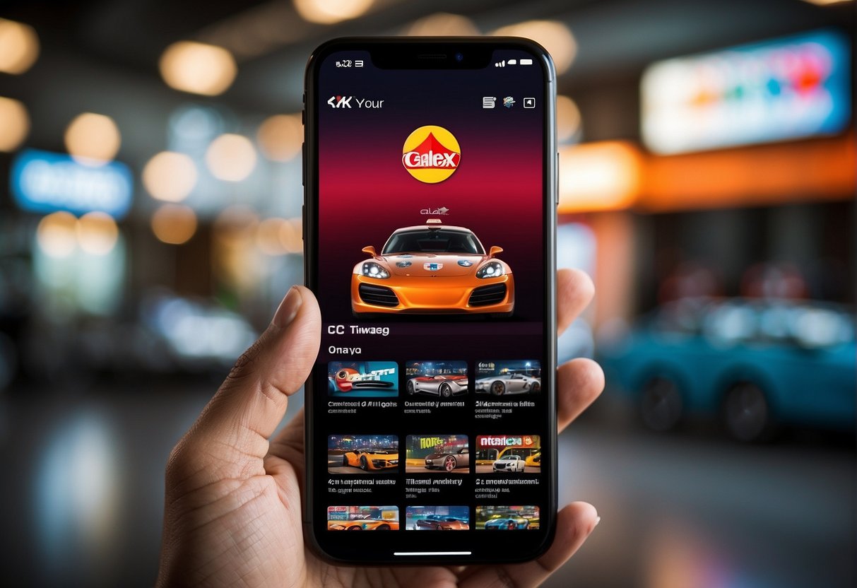 The CaltexGo app is displayed on a smartphone screen, with promotional offers and discounts highlighted. The Caltex logo is prominently featured