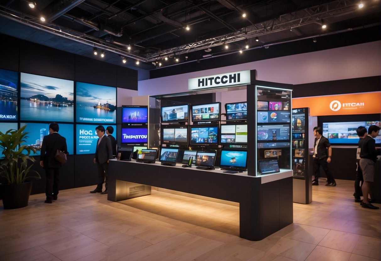 A vibrant display of Hitachi promotions in Singapore, with eye-catching visuals and engaging content