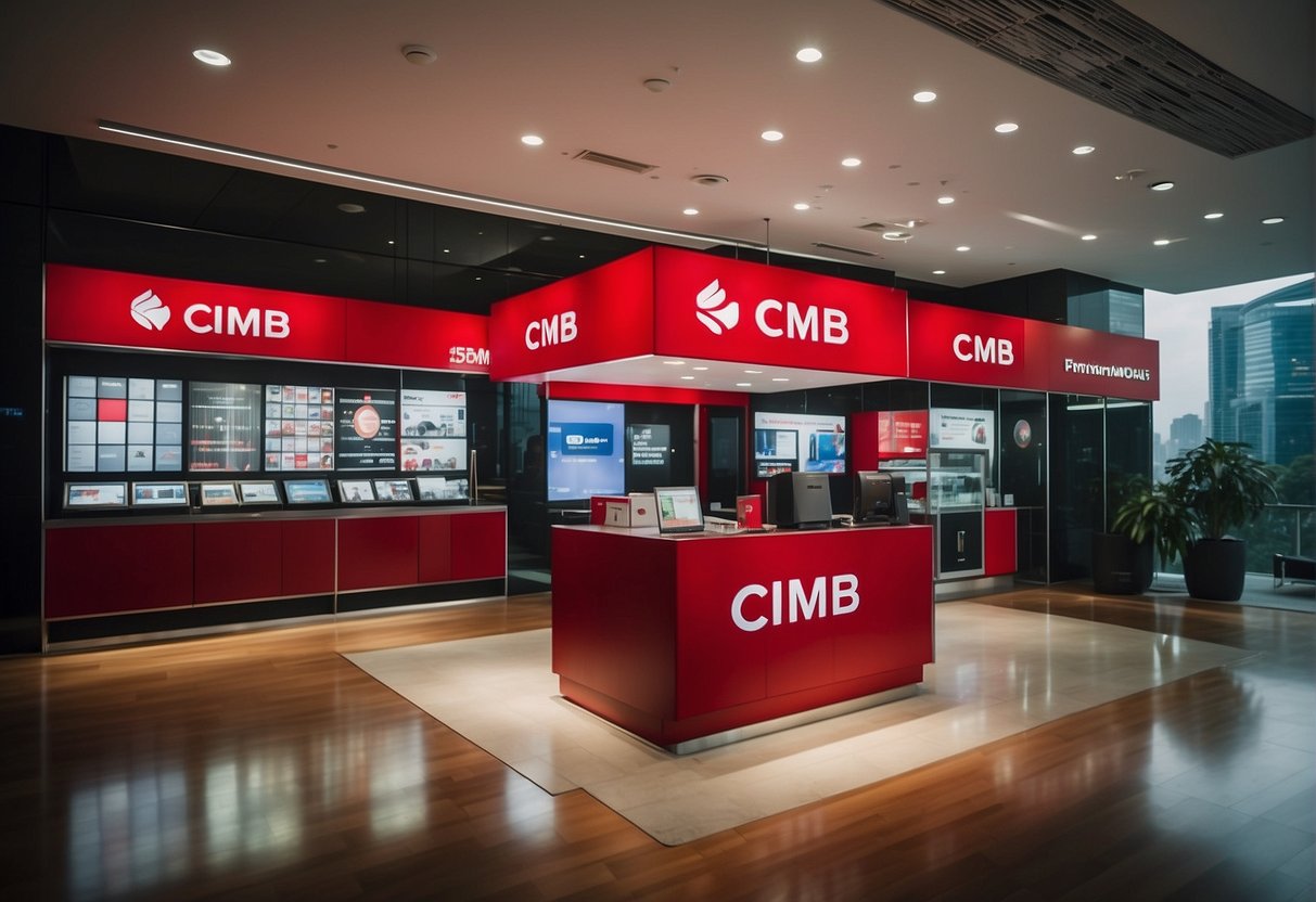 A vibrant display of Cimb promotions in Singapore, with logos and offers showcased in a modern and inviting setting