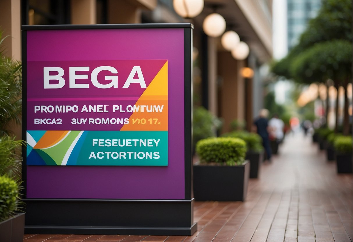 A colorful banner with "Frequently Asked Questions" and "Bega Promotions Singapore" displayed prominently