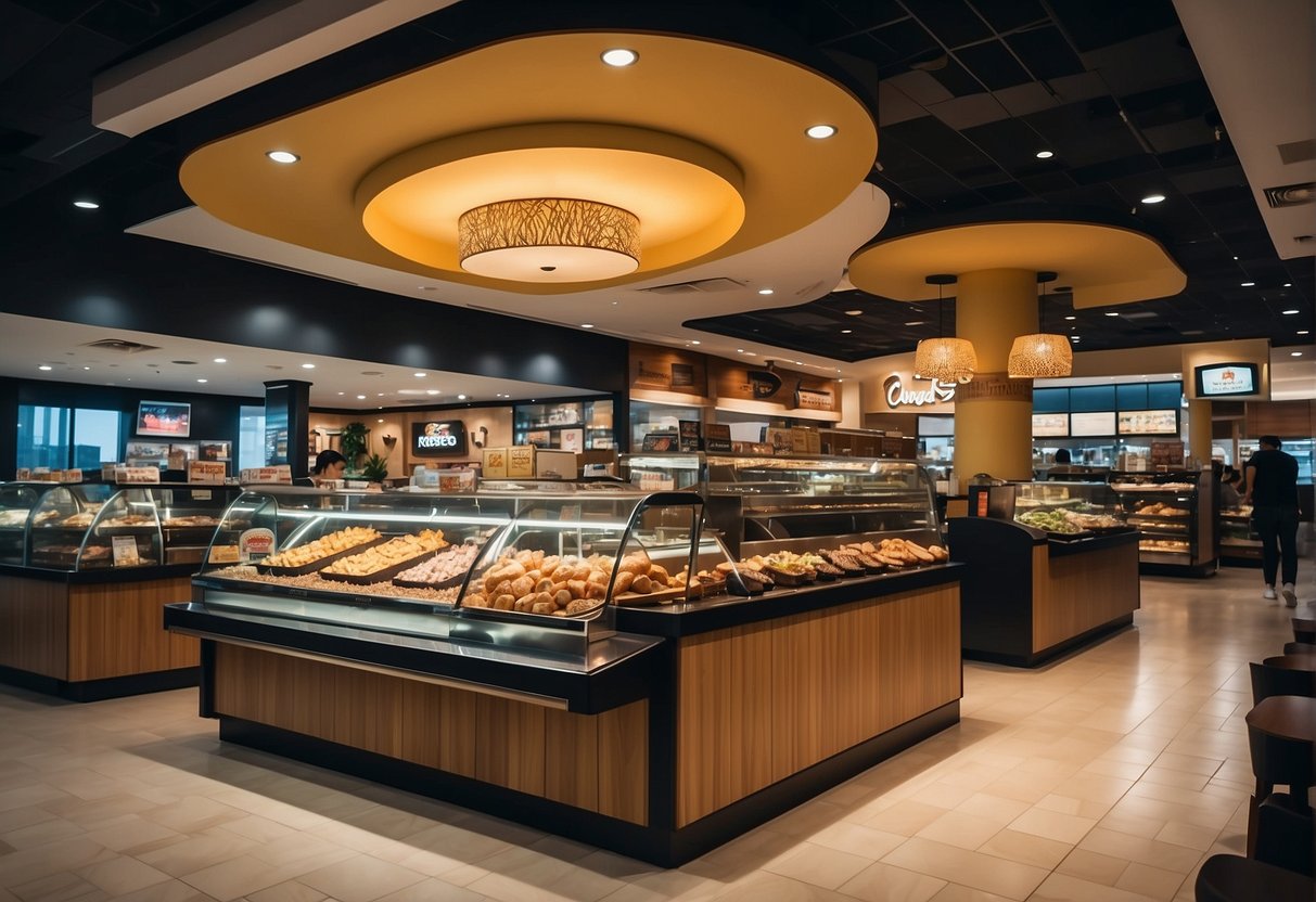 A bustling Kenny Rogers Roasters outlet with vibrant promotional displays in Singapore