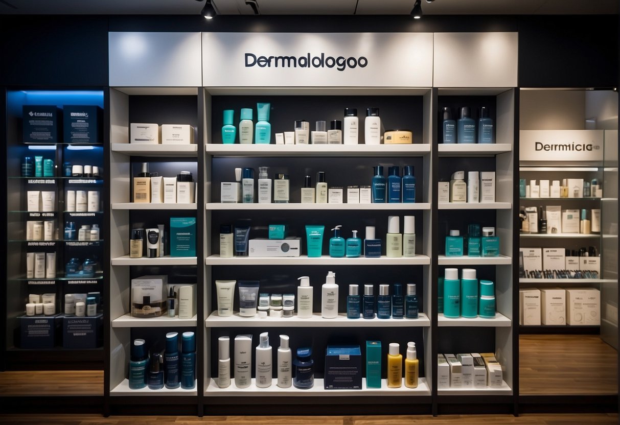 A display of "Current Best Sellers and Discounts" for dermalogica promotions in Singapore. Products arranged neatly with promotional signage