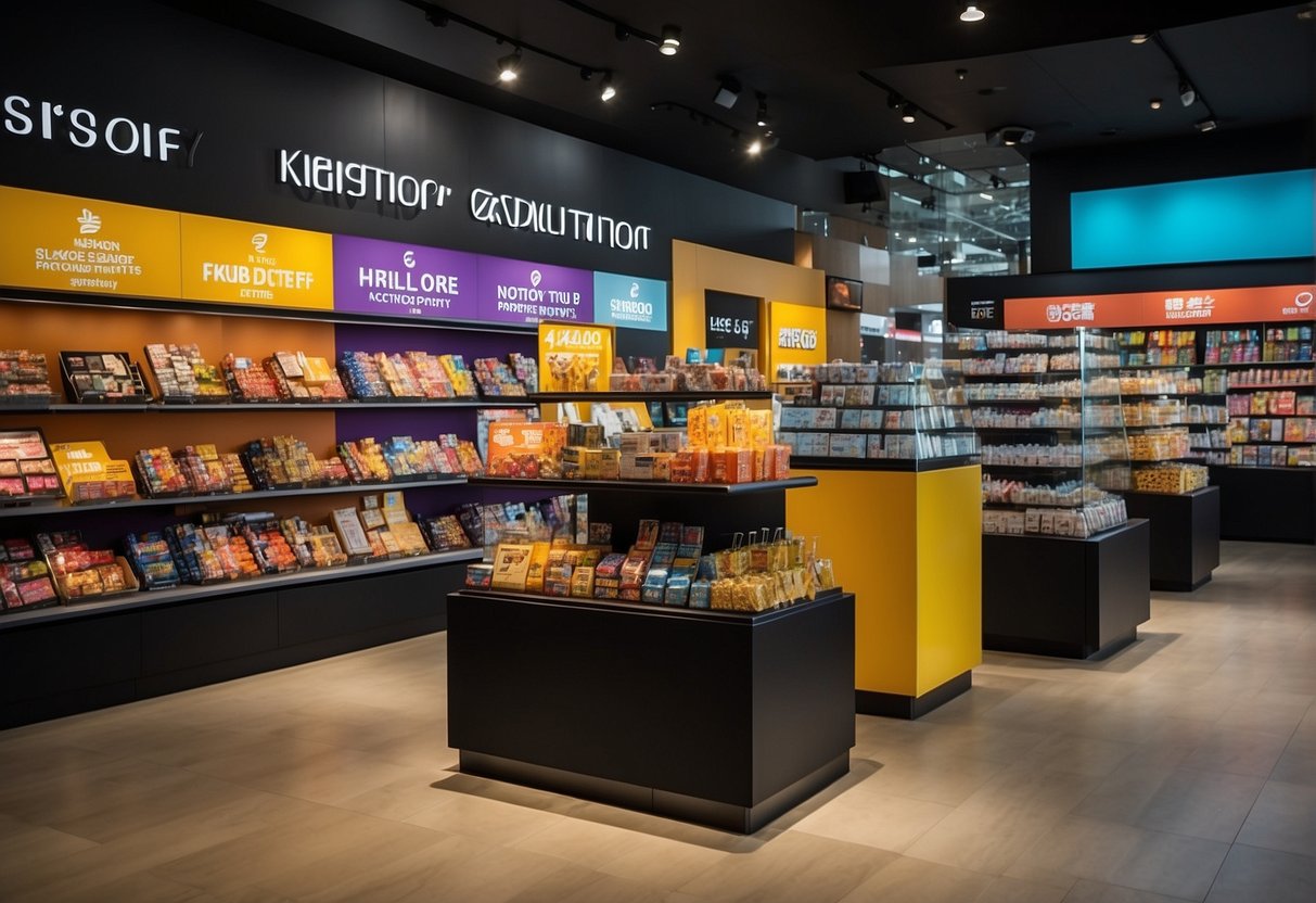 A vibrant display of Krisshop exclusive promotions in Singapore. Bright colors and bold typography catch the eye