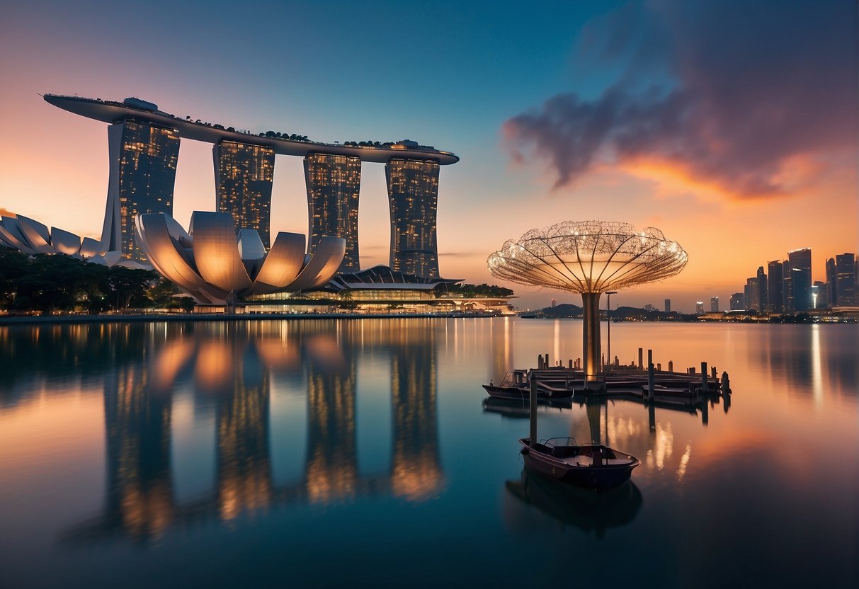 A vibrant scene showcasing various KrisFlyer membership benefits and KrisShop promotions in Singapore