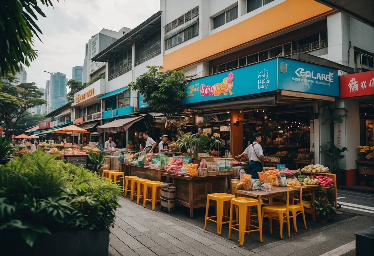 The vibrant streets of Singapore come alive with Gelare promotions, showcasing colorful signs and enticing displays