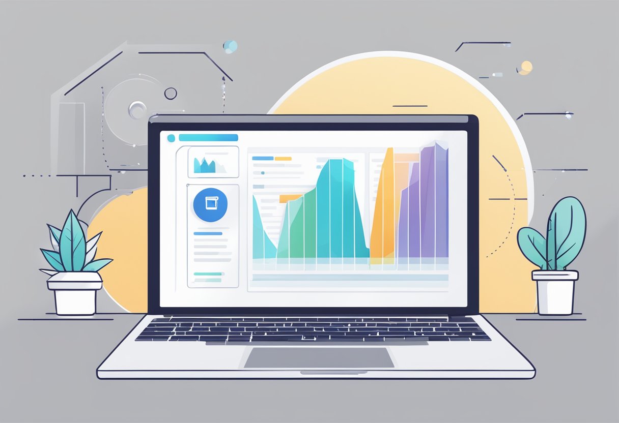 A laptop displaying two email drafts, one with higher engagement, next to a graph showing increased engagement
