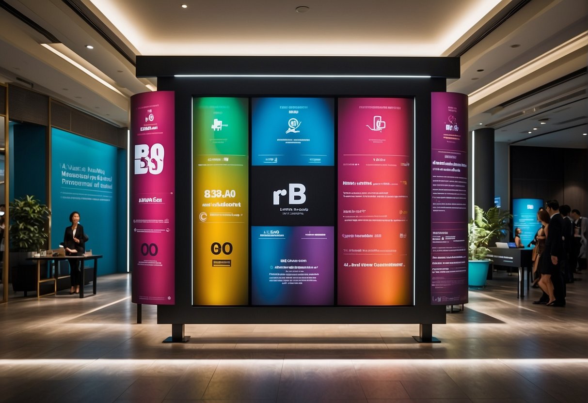 A vibrant display of FAQs about B&O promotion in Singapore, with bold text and colorful graphics
