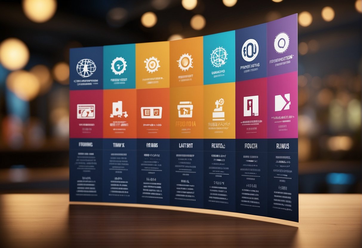 A colorful banner with "Frequently Asked Questions f45 promotions singapore" displayed prominently, surrounded by various icons representing different inquiries