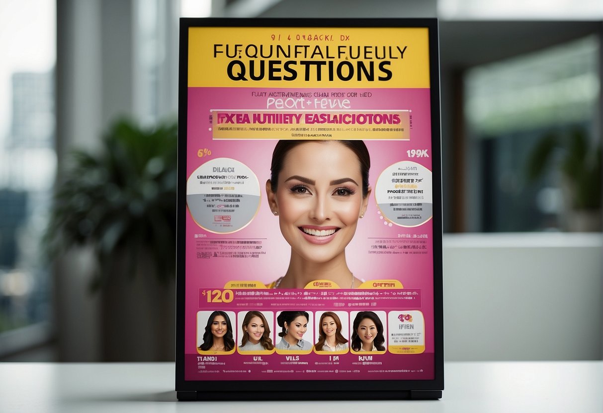 A promotional poster showing a smiling person next to the words "Frequently Asked Questions" and "jaw botox promotions singapore."