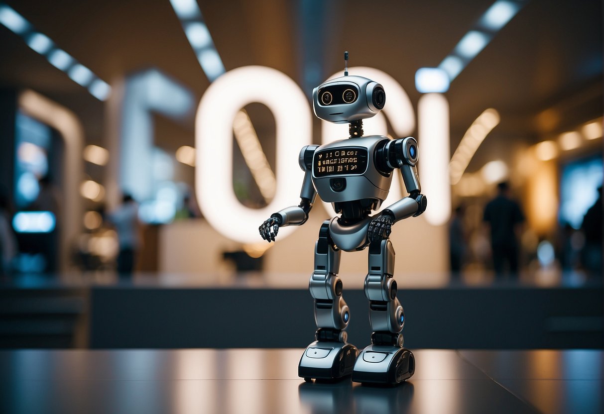A robot standing in front of a backdrop with the words "Frequently Asked Questions" and "irobot promotions Singapore" displayed prominently
