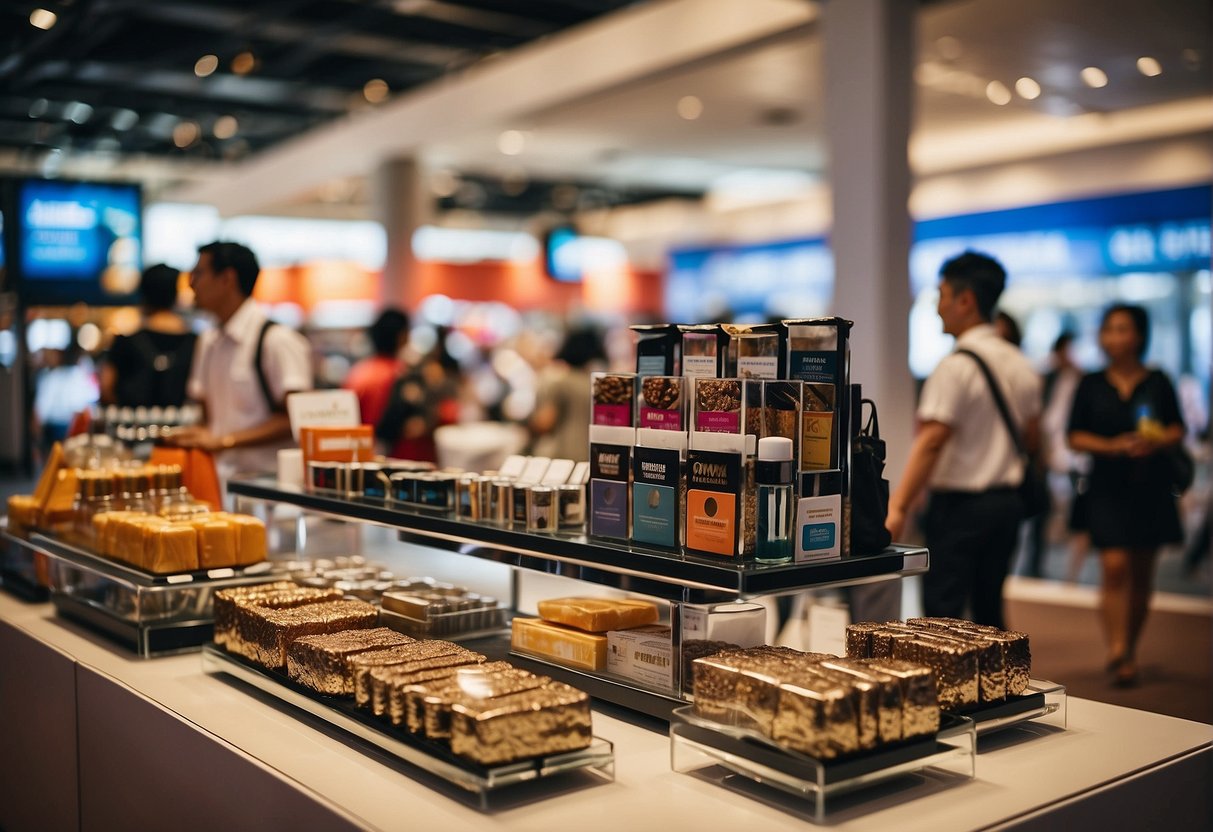 The Travel Essentials Fair in Singapore features vibrant displays of promotional offers and highlights