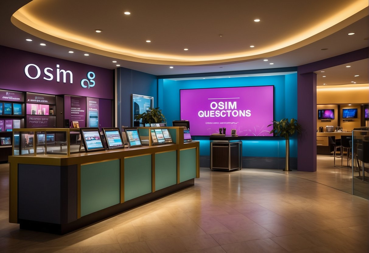 A vibrant display of "Frequently Asked Questions" about Osim promotions in Singapore, with bold text and colorful graphics