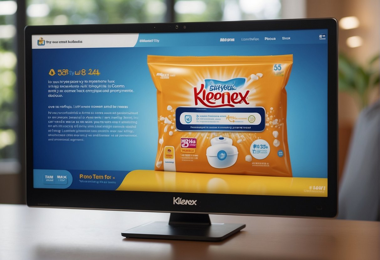 A computer screen displaying a Kleenex promotion in Singapore, with a vibrant and engaging online engagement campaign, featuring interactive elements and attractive visuals