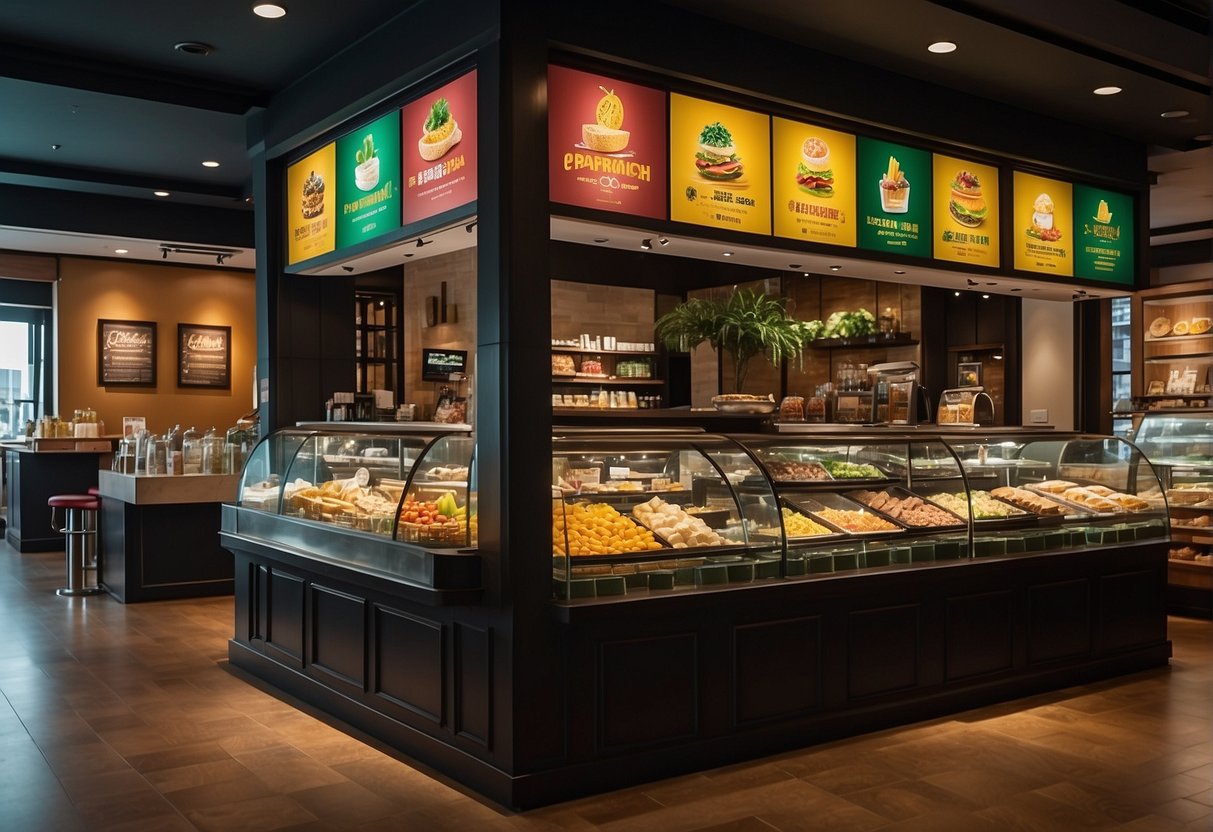A colorful display of food promotions and deals at Papparich in Singapore. Bright signage and enticing offers draw in customers