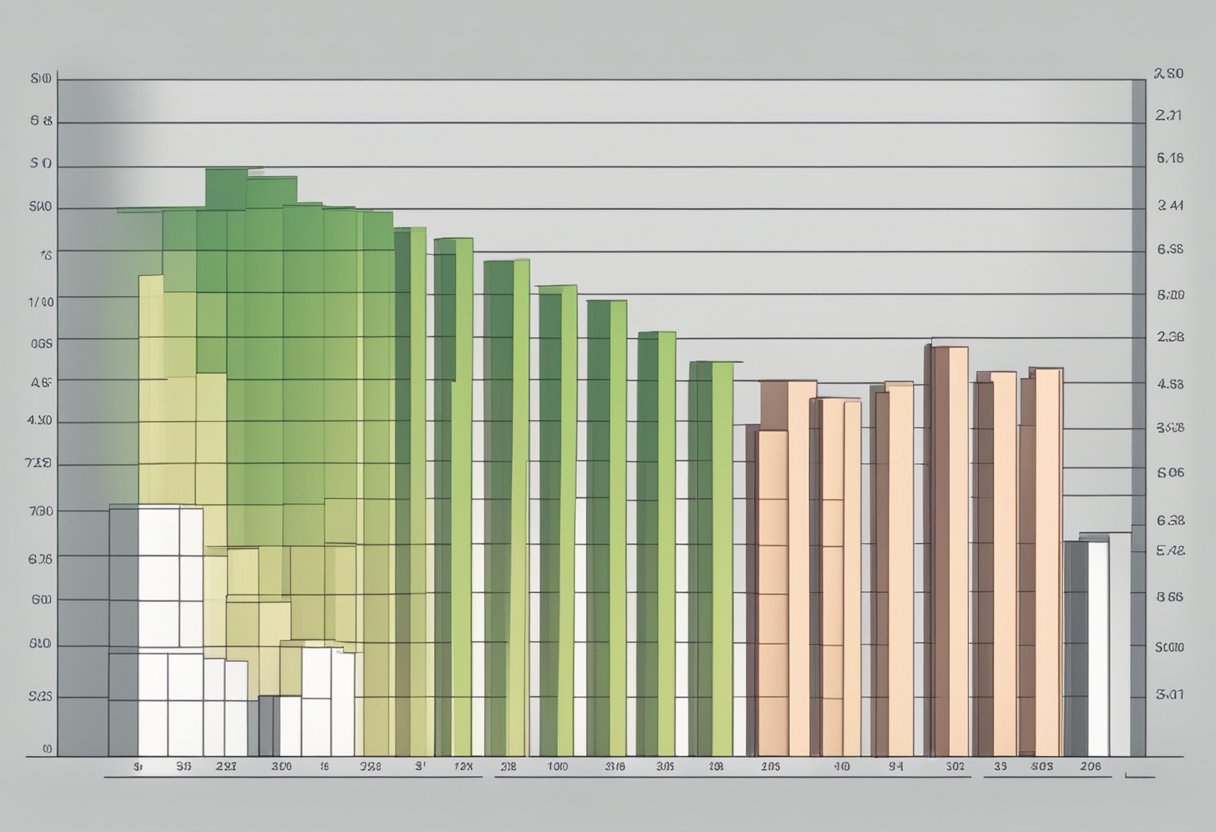 A bar graph with labeled channels, showing varying heights to represent subscriber numbers on YouTube