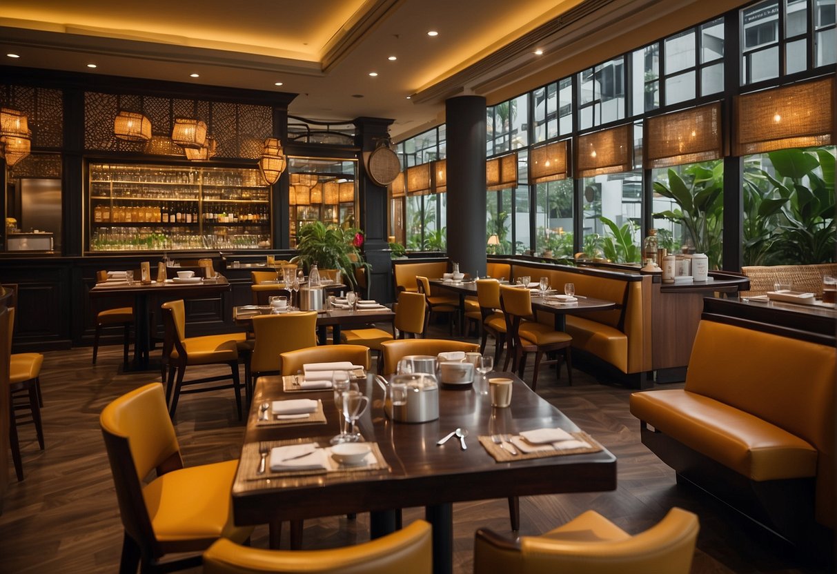 The bustling interior of Papparich Singapore, with colorful decor and mouthwatering dishes on display, creating an inviting atmosphere for dining promotions