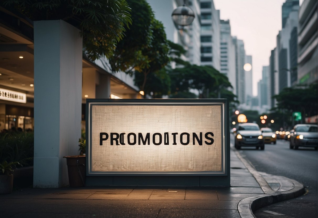 A doctor's office with a sign advertising "Rejuran promotions Singapore" on a busy street corner
