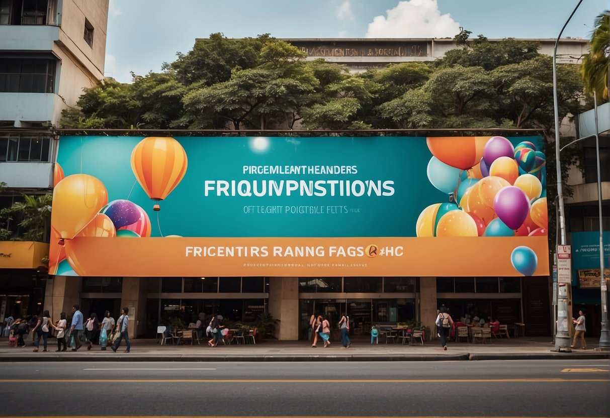 A colorful banner with "Frequently Asked Questions" and "Rang Mahal Promotions Singapore" displayed prominently