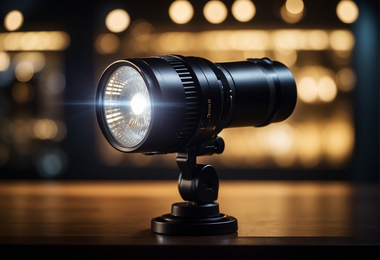 A glowing spotlight illuminates Phiten technology and products, showcasing their innovative designs and features