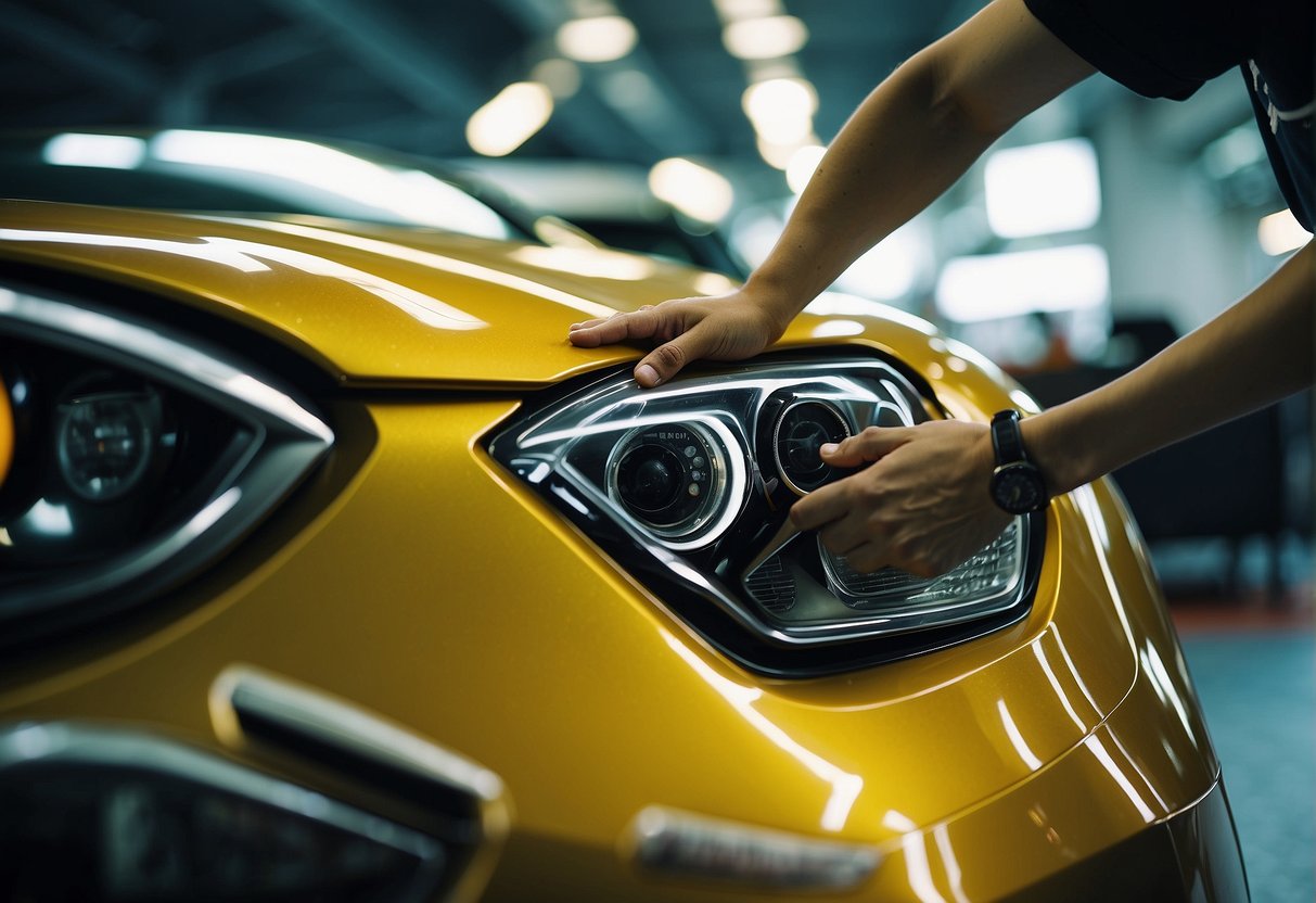 A car being pampered with a wash, wax, and polish at a Singapore car grooming promotion