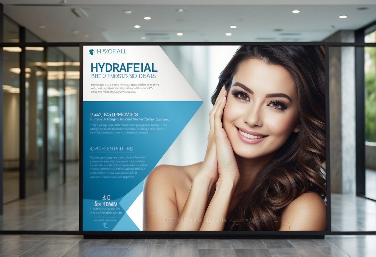 A promotional banner for hydrafacial deals in Singapore, featuring FAQs and special offers