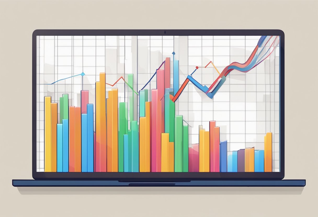 Colorful graph lines spike upward on a computer screen, displaying the rapid growth of "Viral Video Dynamics" on YouTube