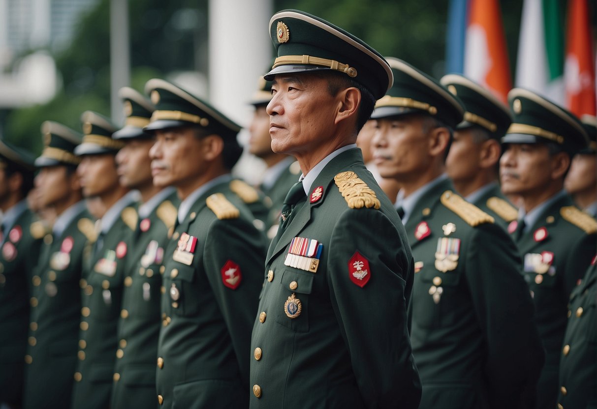 A group of National Servicemen in uniform receiving exclusive 2024 promotions at a ceremony in Singapore