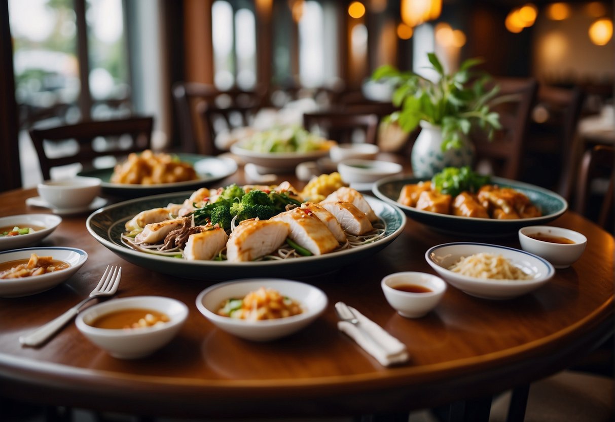 A table set with elegant Cantonese dishes at Lei Garden restaurant