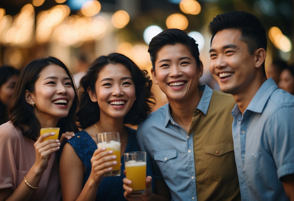 A group of people enjoying exclusive benefits, smiling and celebrating with Singlife promotions in Singapore