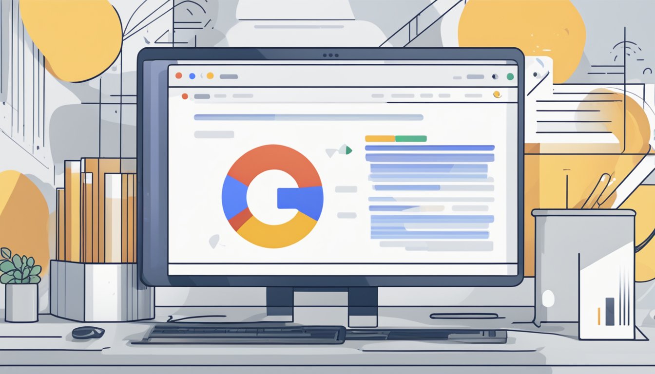 A computer screen displays error messages in Google Search Console, indicating coverage issues