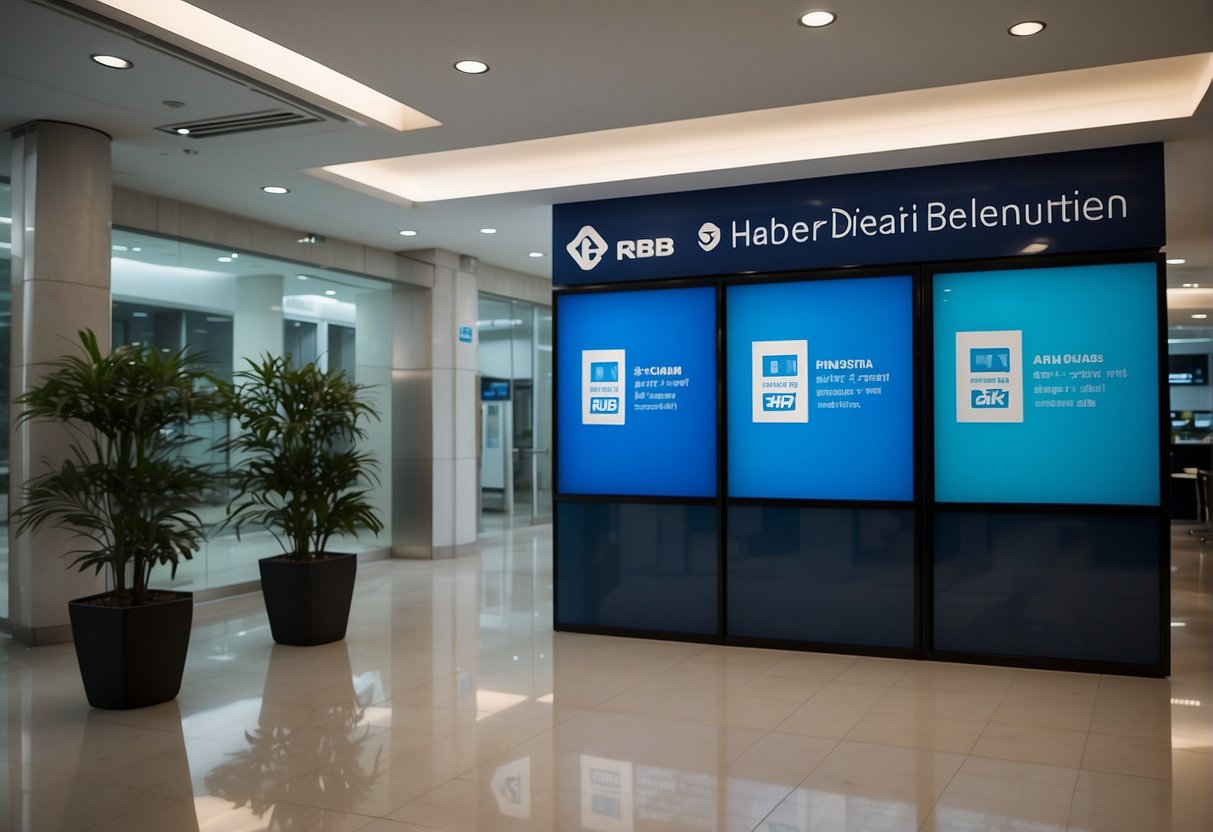 A bank branch in Singapore displays promotional posters for RHB fixed deposit offers