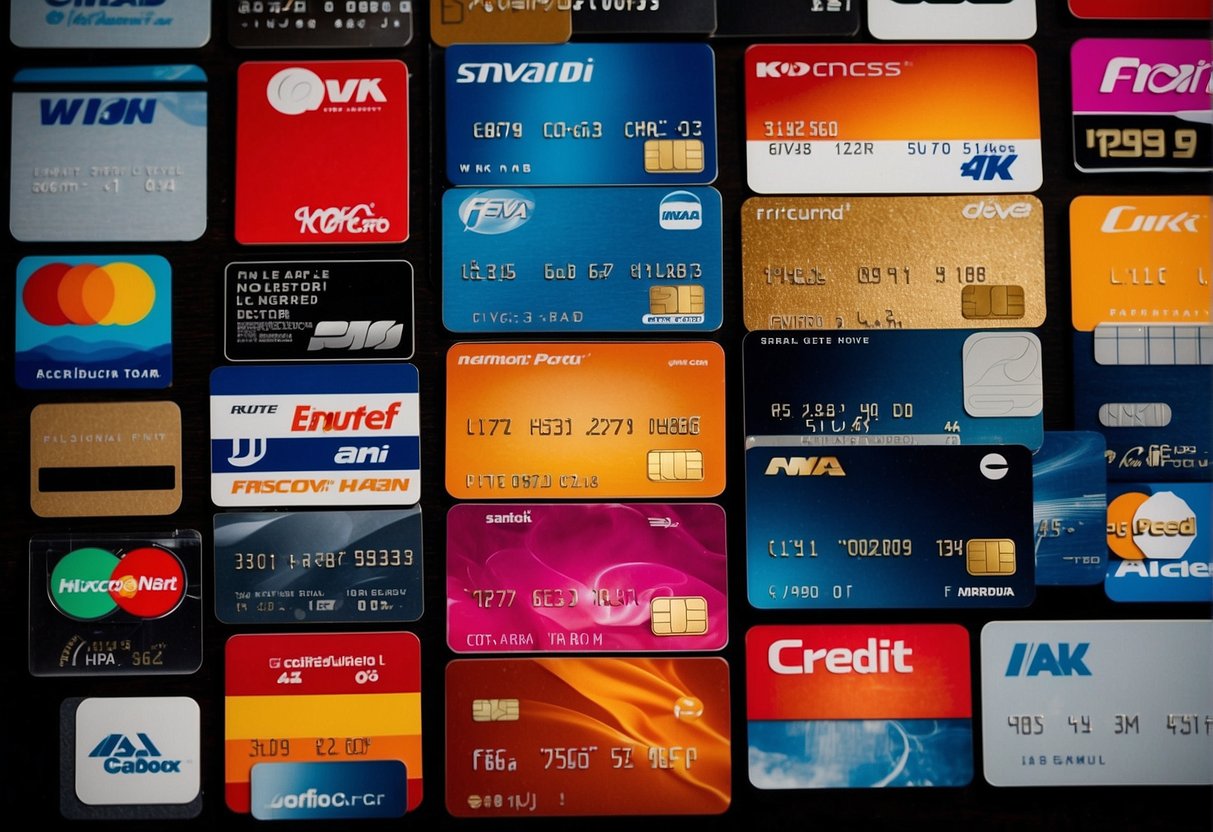 A colorful display of credit card promotions in Singapore, with various logos and enticing offers