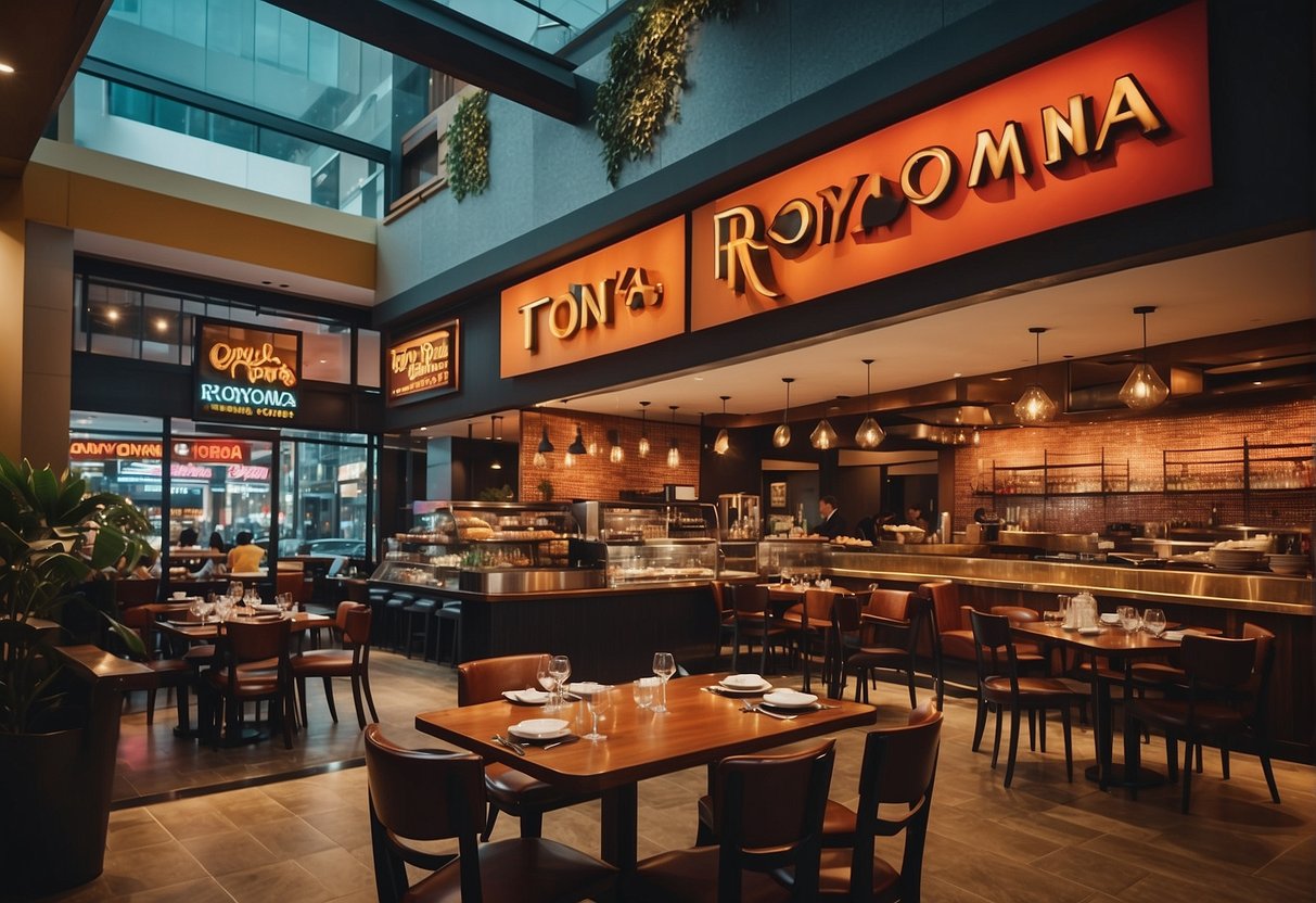 A bustling restaurant with colorful signage and a vibrant atmosphere, showcasing Tony Roma's promotions in Singapore