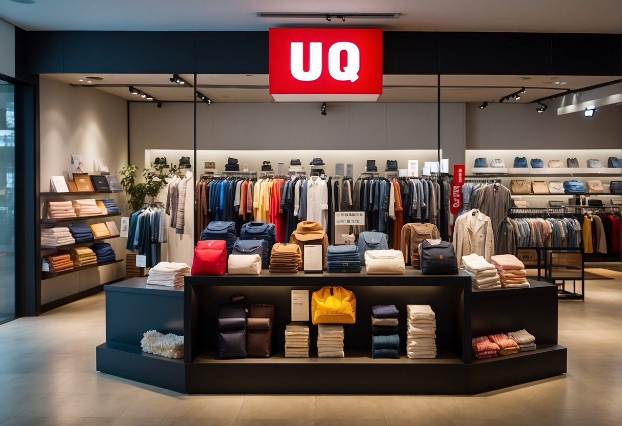 A store display showcasing "Frequently Asked Questions" about Uniqlo promotions in Singapore