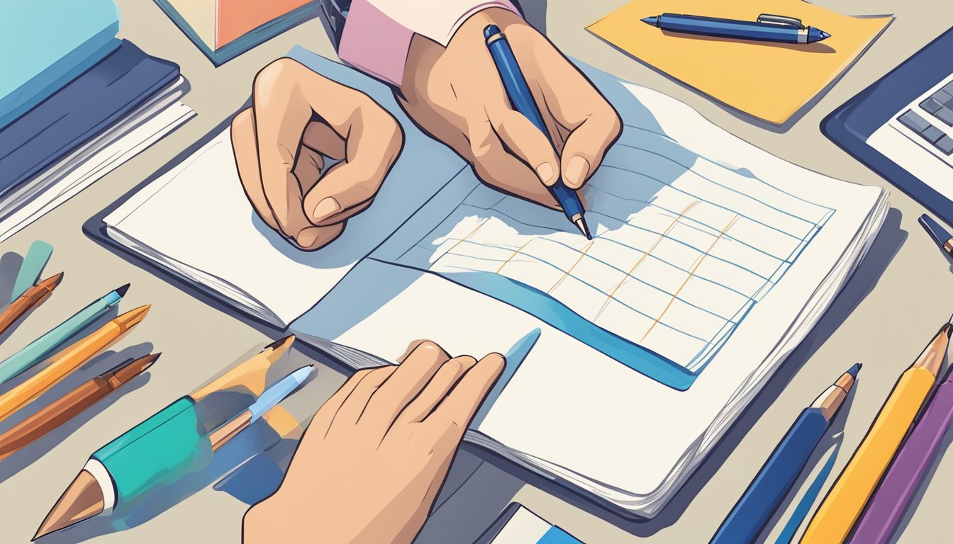 A hand holding a pen implements and tests a marketing strategy